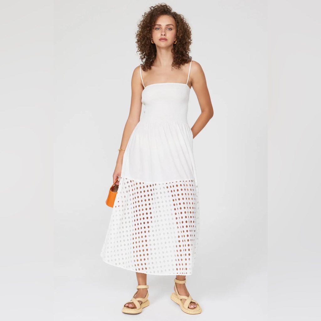 Solid & Striped White Midi Dress